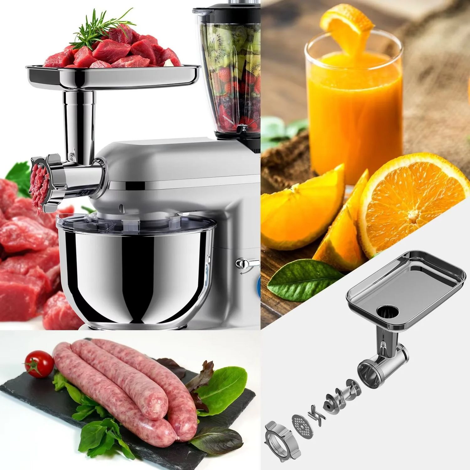 6L Planetary Stand Mixer 1900W 6-Speed Kitchen Machine with Meat Mincer, Sausage Maker &amp; Blende