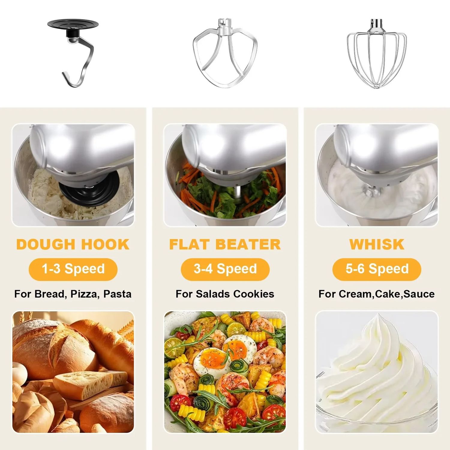 6L Planetary Stand Mixer 1900W 6-Speed Kitchen Machine with Meat Mincer, Sausage Maker &amp; Blende