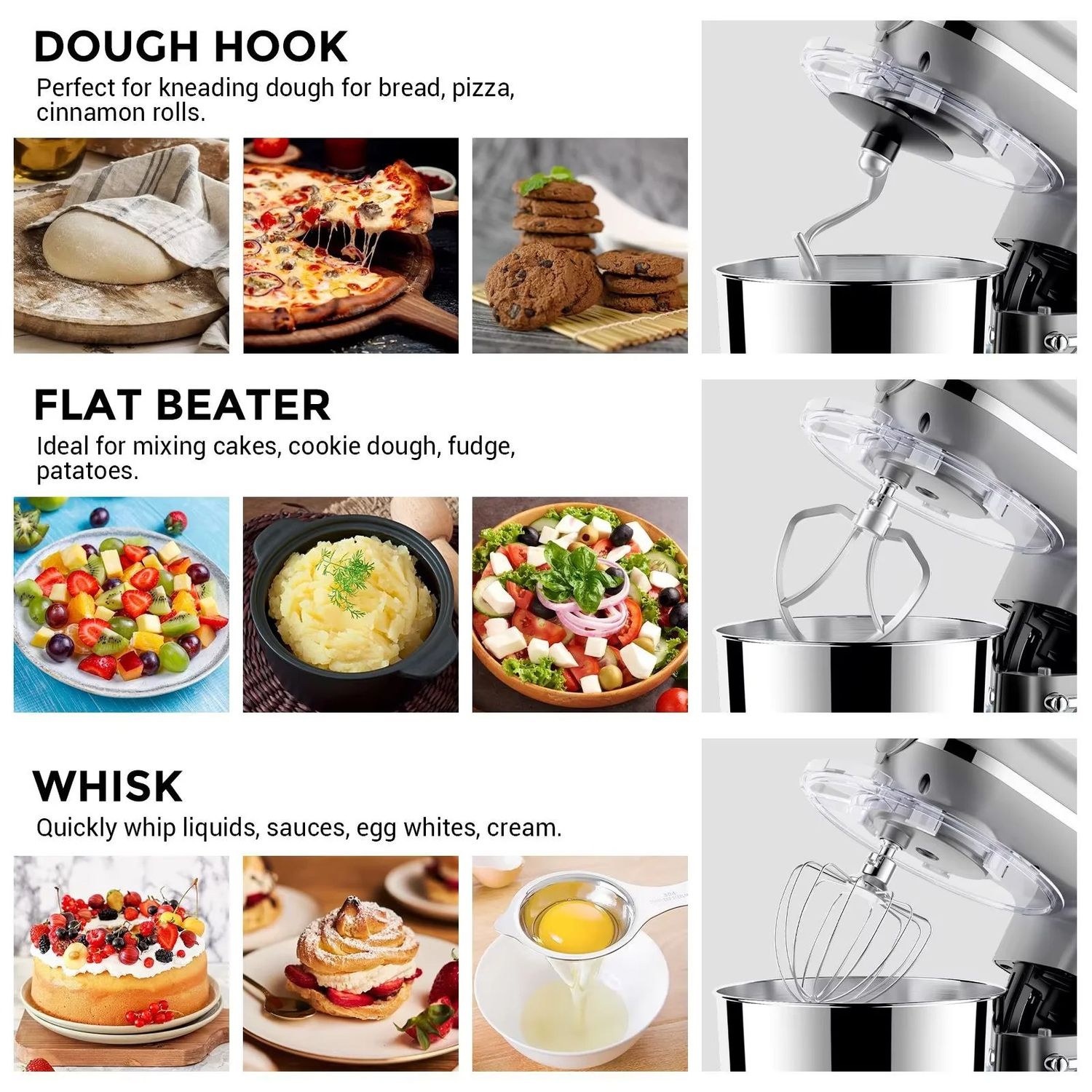 6L Planetary Stand Mixer 1900W 6-Speed Kitchen Machine with Meat Mincer, Sausage Maker &amp; Blende