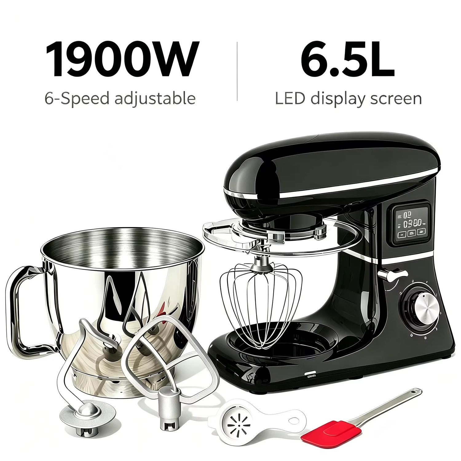6L Planetary Stand Mixer 1900W 6-Speed Kitchen Machine with Meat Mincer, Sausage Maker &amp; Blende