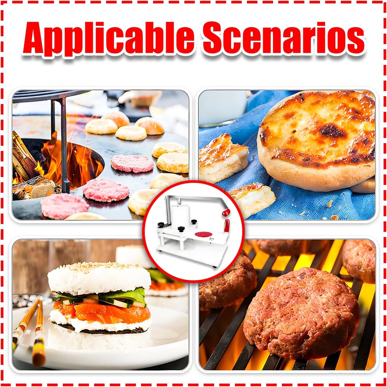 110mm Burger Patty Maker, Food-Grade PE Meat Press with Anti-Slip Base