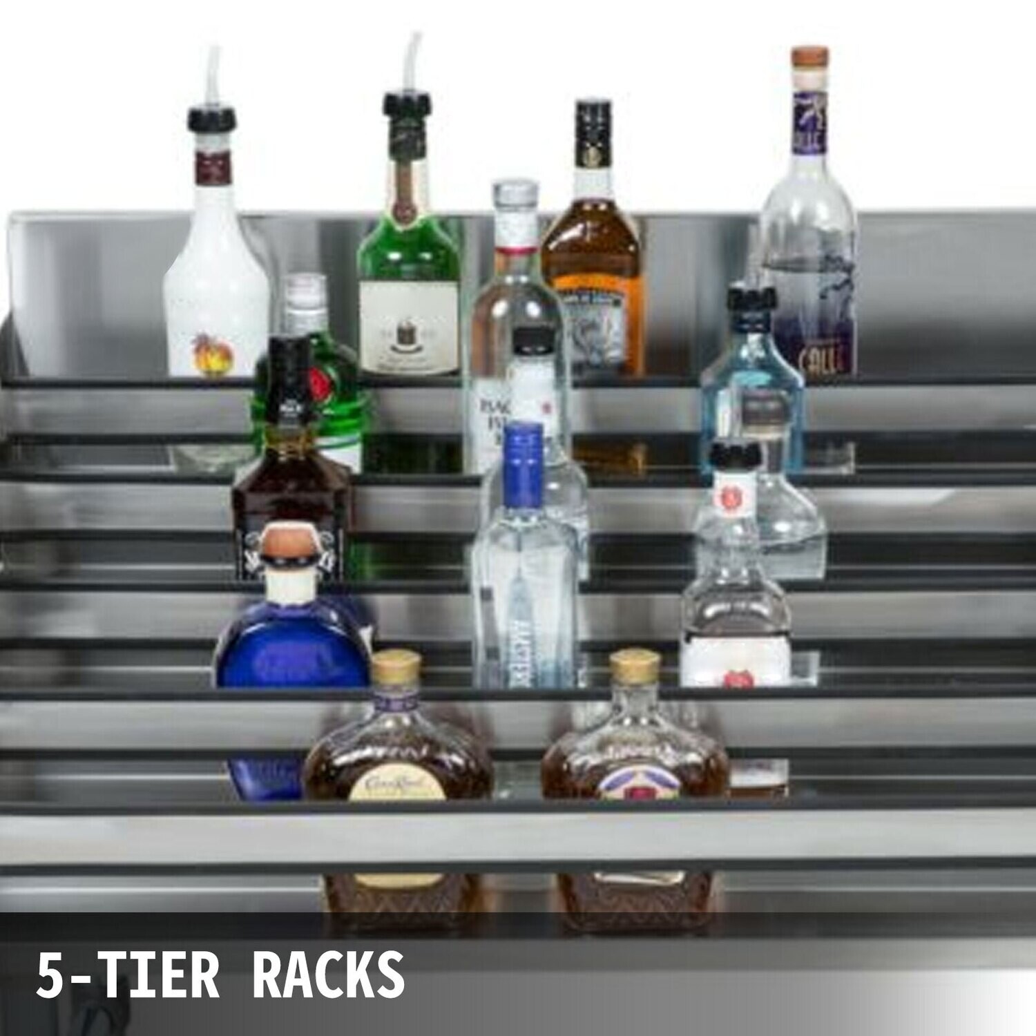 12" 5-Tier Wine Rack – Stainless Steel Liquor Bottle Display Shelf for Stylish Storage