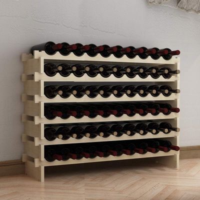 60 Bottle Wine Rack 6 Tier Wooden Wine Storage Stand, Freestanding Bottle Holder for Kitchen, Dining Room &amp; Bar, 110 x 30 x 80.5 cm