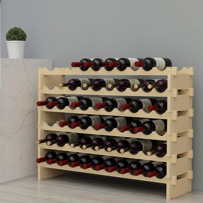 60 Bottle Wine Rack 6 Tier Wooden Wine Storage Stand, Freestanding Bottle Holder for Kitchen, Dining Room &amp; Bar, 110 x 30 x 80.5 cm