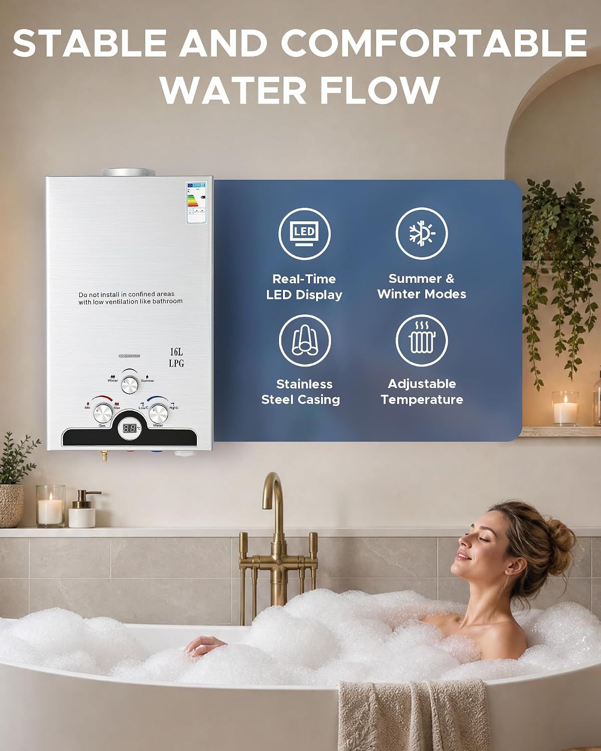 16L LPG Tankless Gas Water Heater