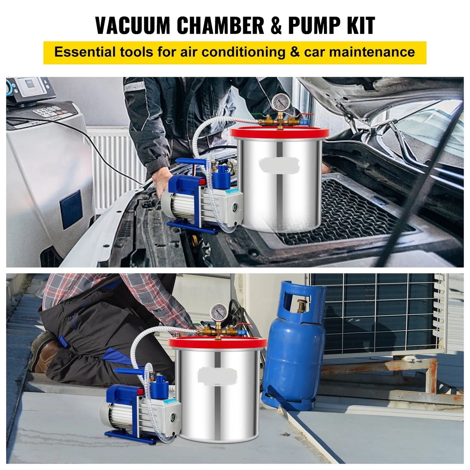 Stainless steel Vacuum Degassing Chamber &amp; Pump Kit Gallon