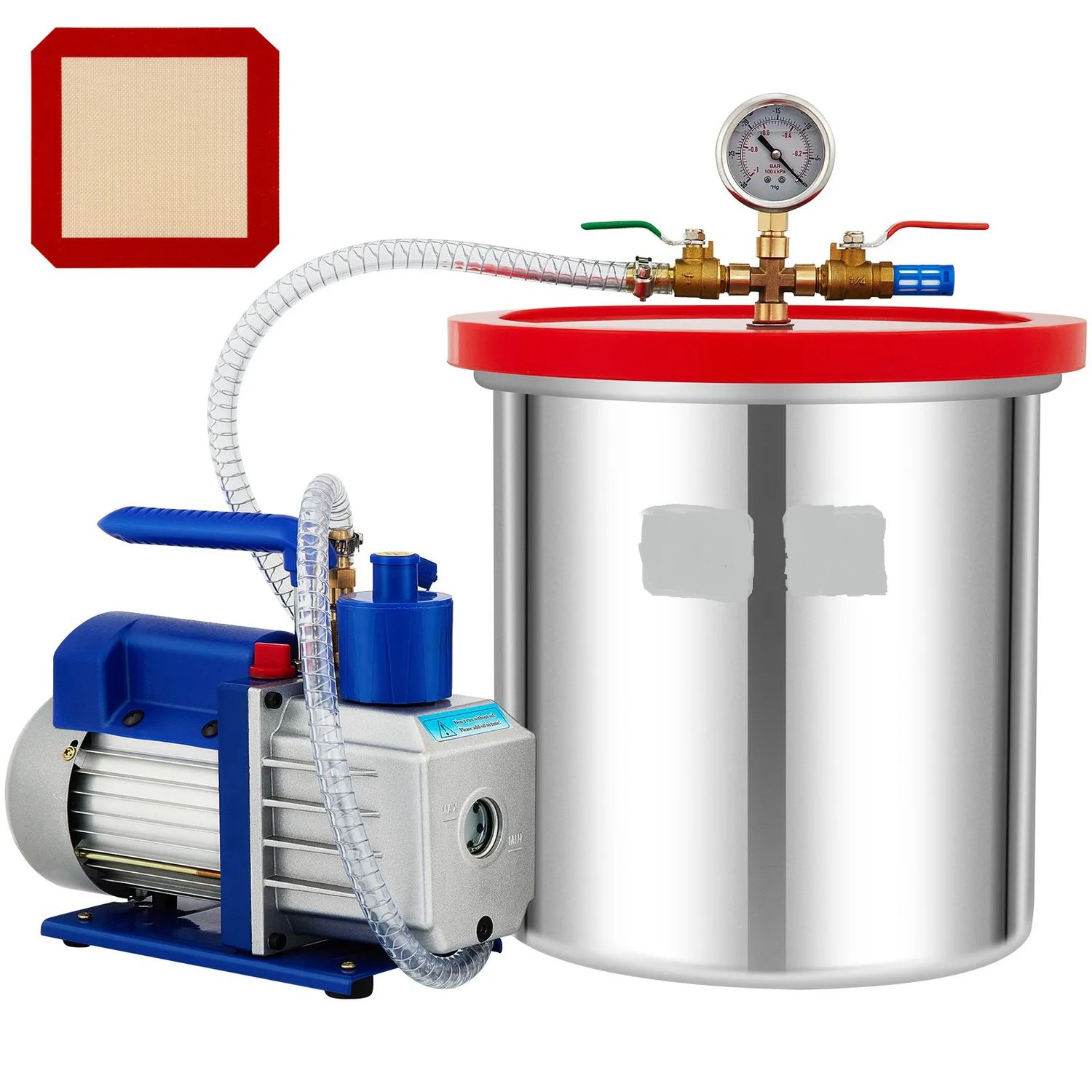Stainless steel Vacuum Degassing Chamber &amp; Pump Kit Gallon