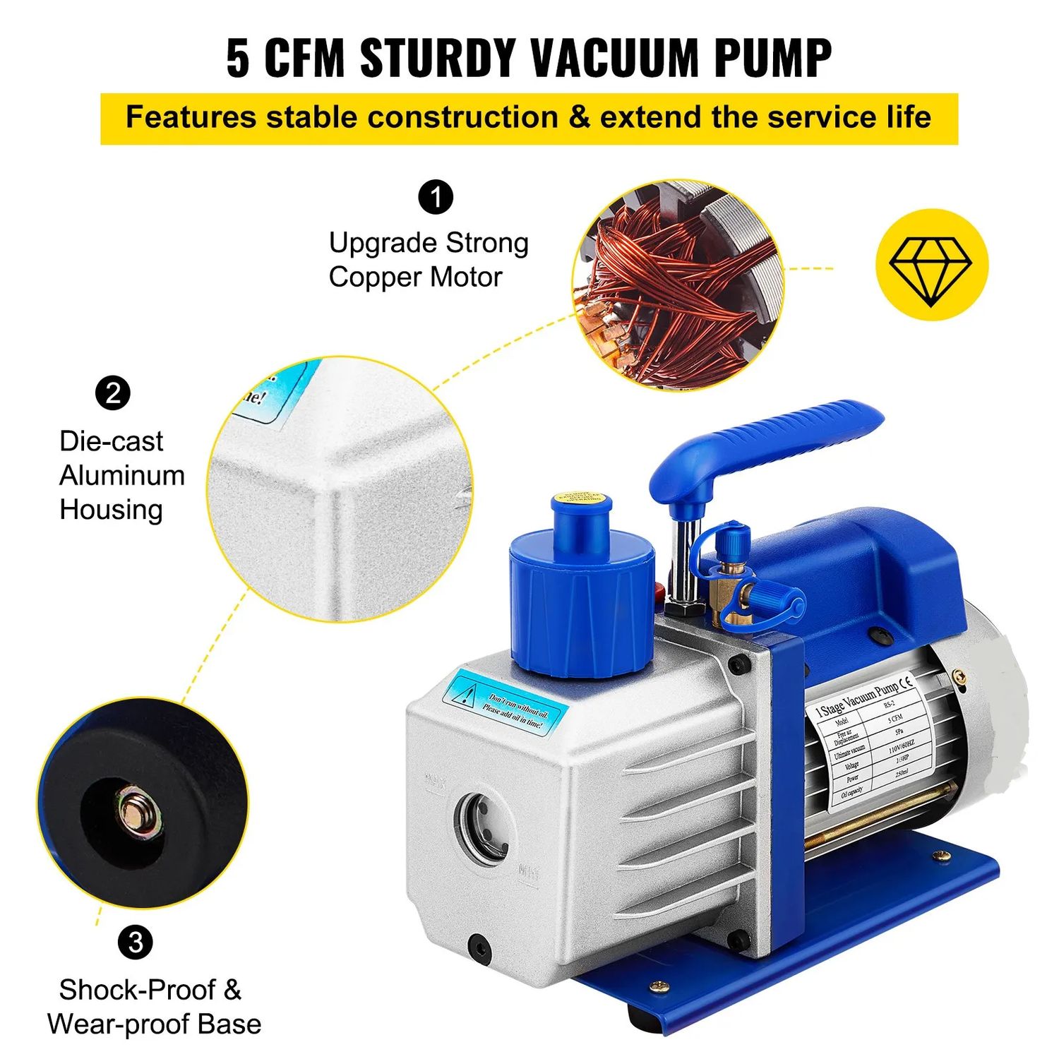 Stainless steel Vacuum Degassing Chamber &amp; Pump Kit Gallon