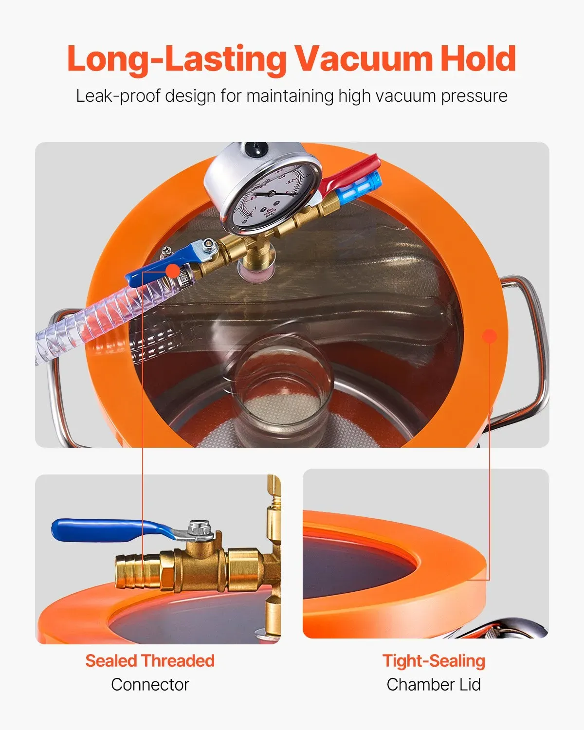 Stainless steel Vacuum Degassing Chamber &amp; Pump Kit Gallon