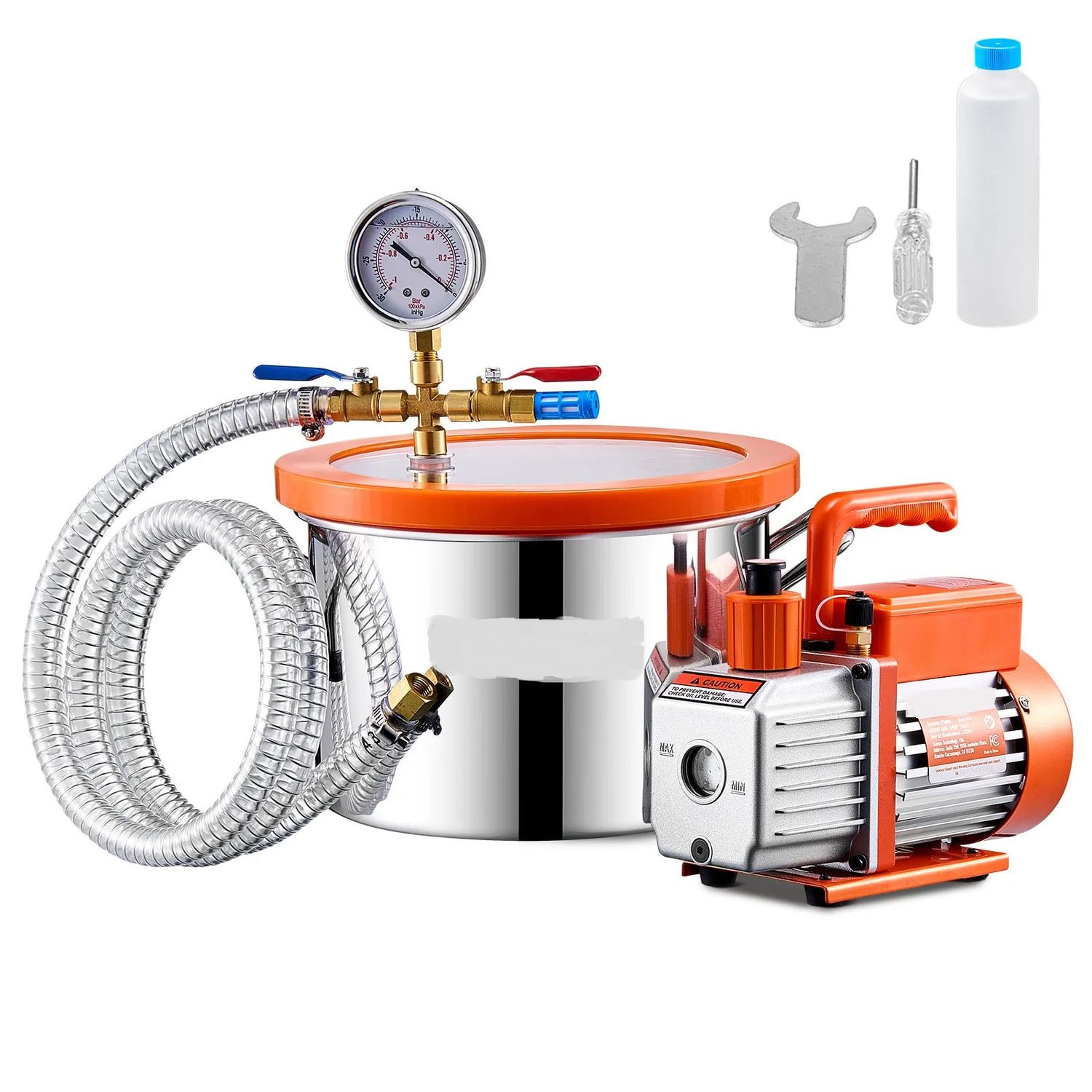 Stainless steel Vacuum Degassing Chamber &amp; Pump Kit Gallon