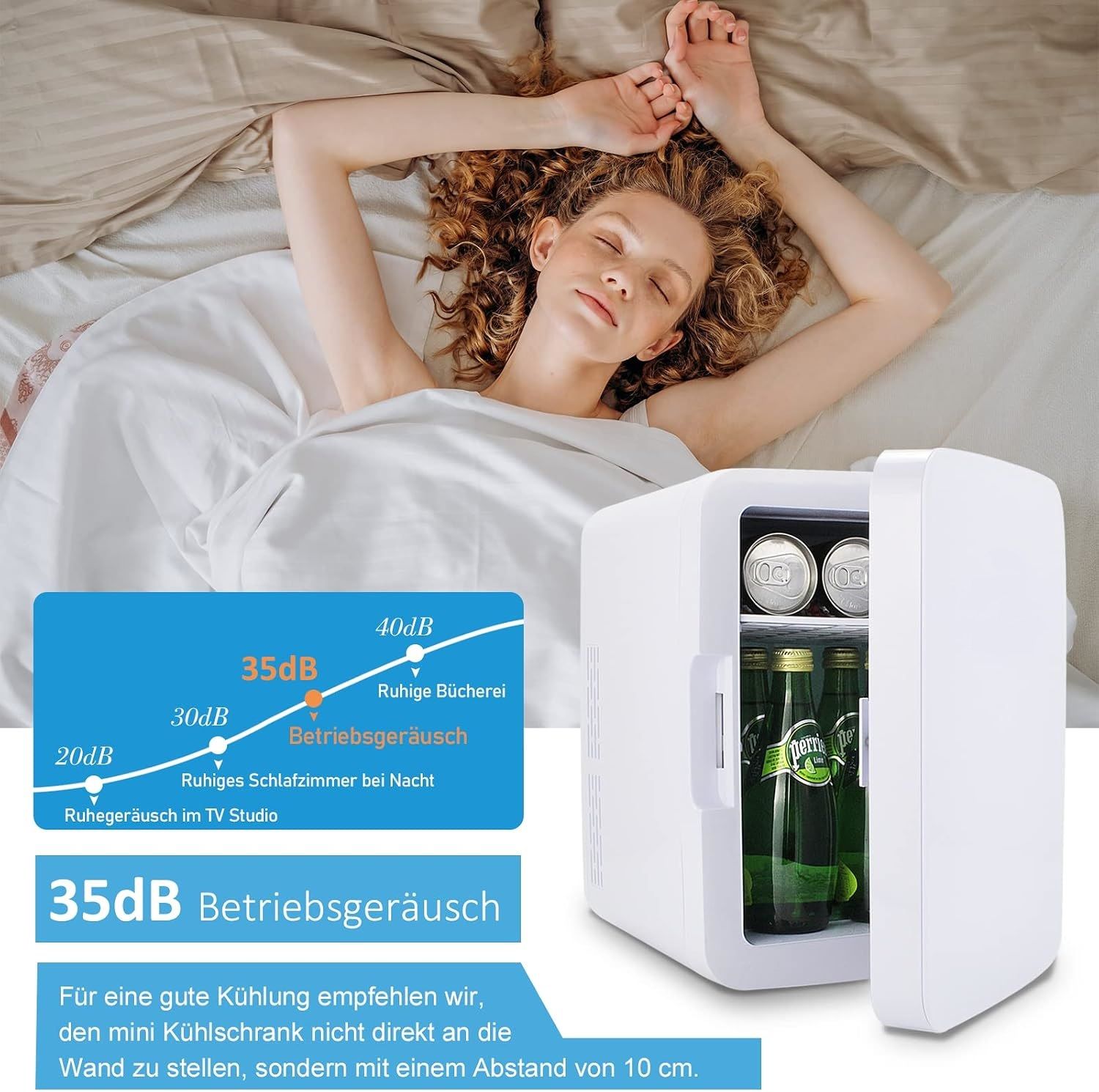 Mini Fridge 10L Portable &amp; Warmer – AC/DC Thermoelectric Cooler, White