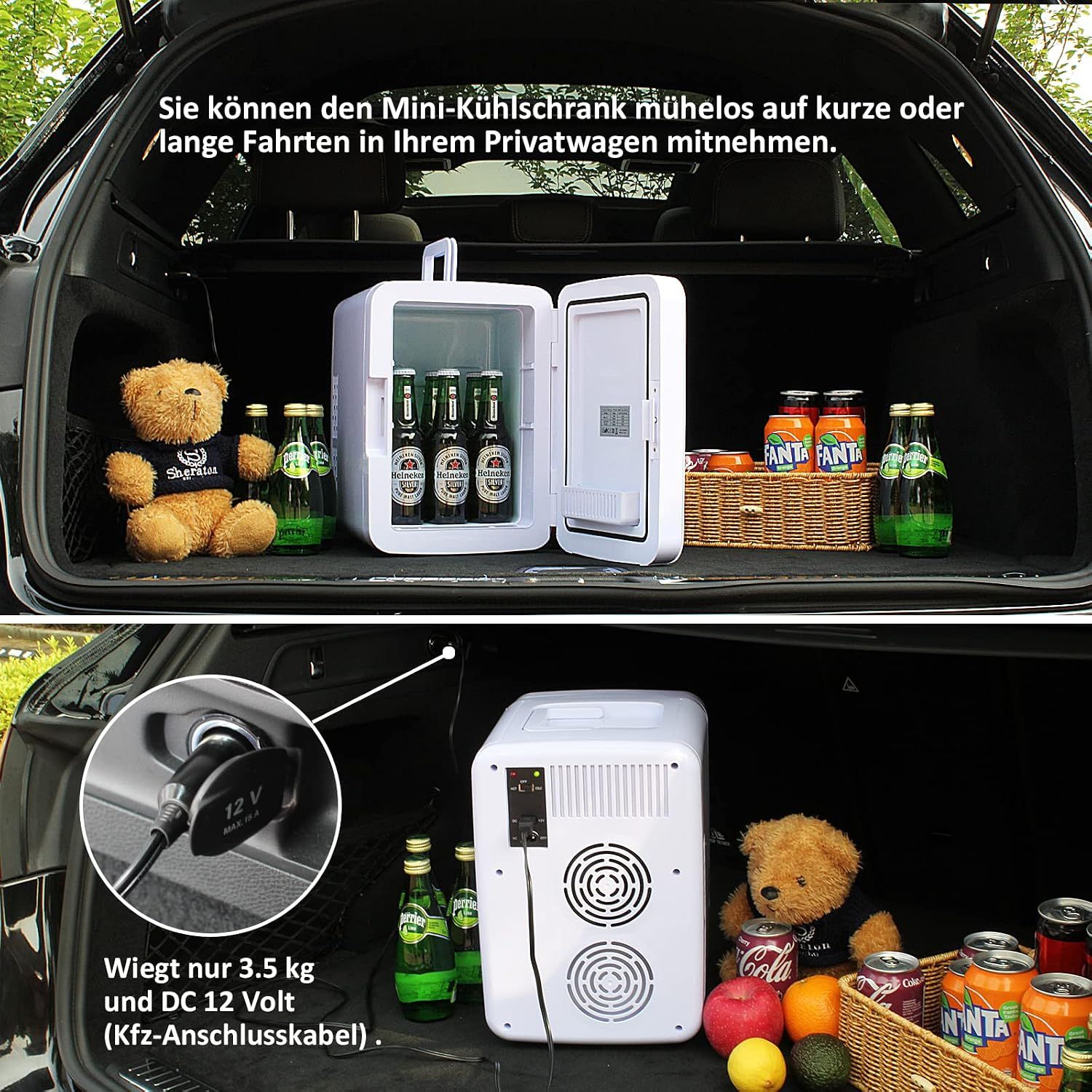 Mini Fridge 10L Portable &amp; Warmer – AC/DC Thermoelectric Cooler, White