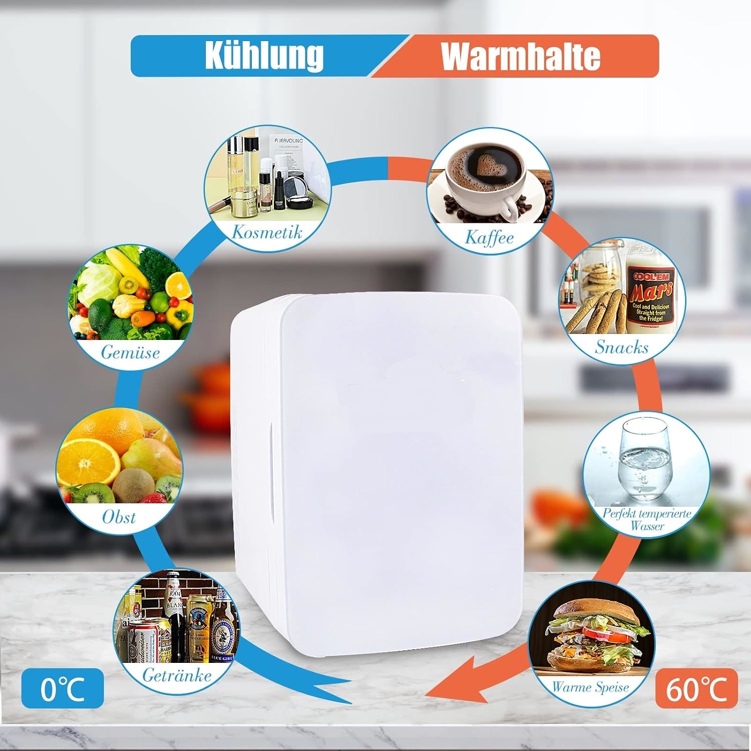 Mini Fridge 10L Portable &amp; Warmer – AC/DC Thermoelectric Cooler, White