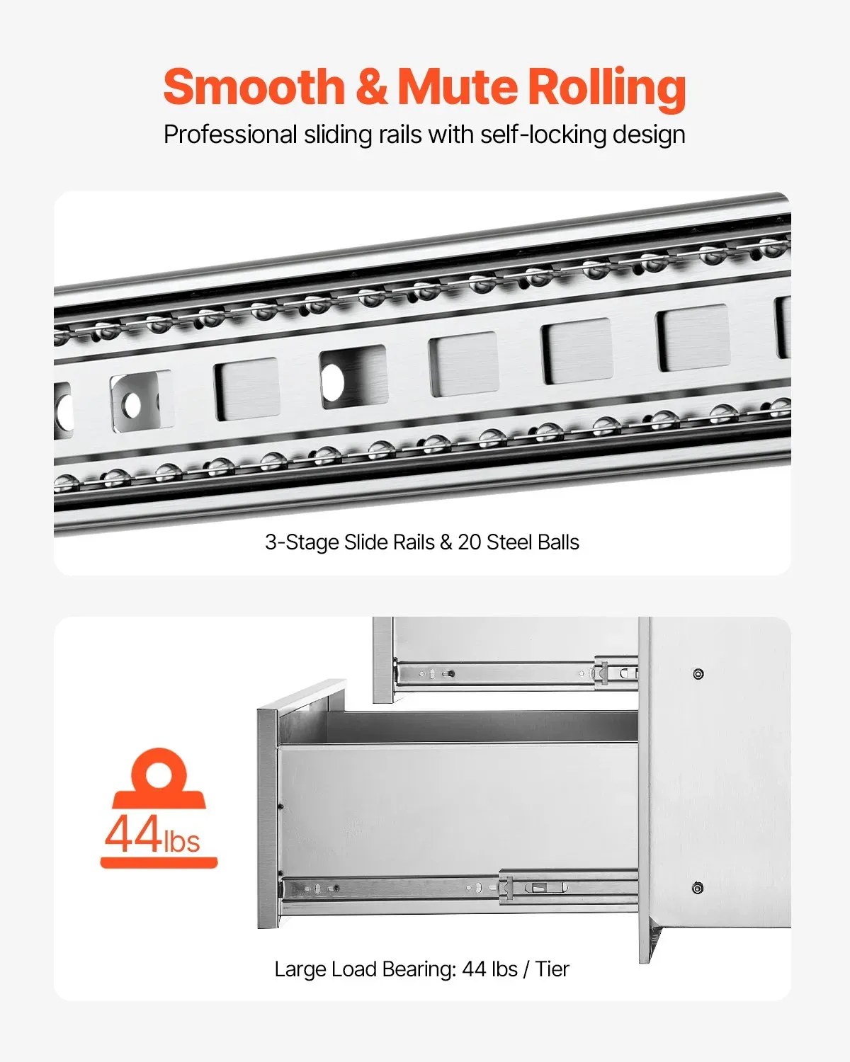 BBQ Drawers Triple Stainless Steel 18x23 Inch