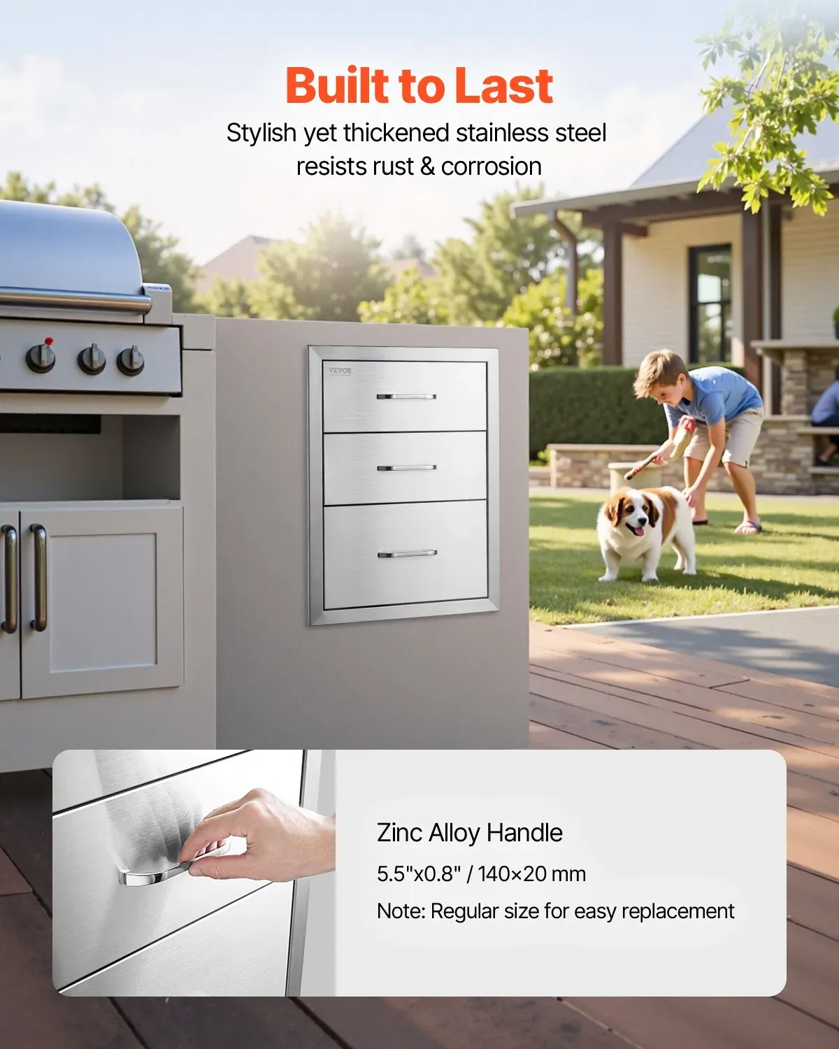BBQ Drawers Triple Stainless Steel 18x23 Inch