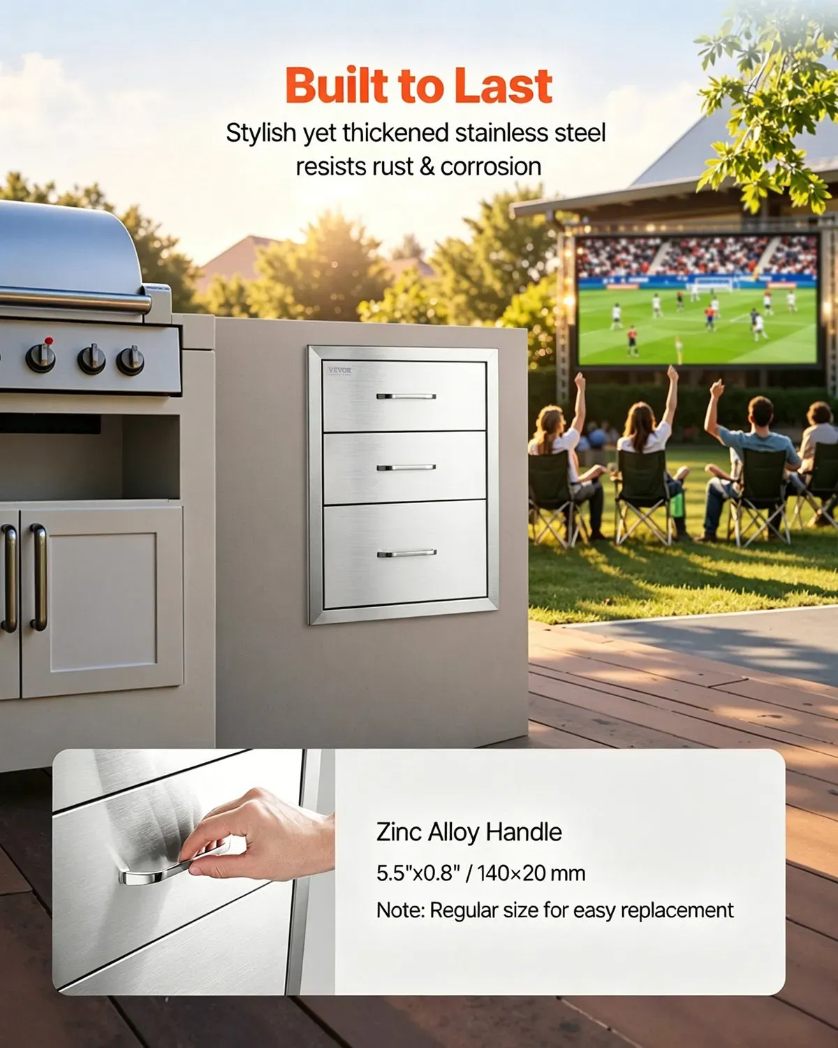 BBQ Drawers Triple Stainless Steel 18x23 Inch