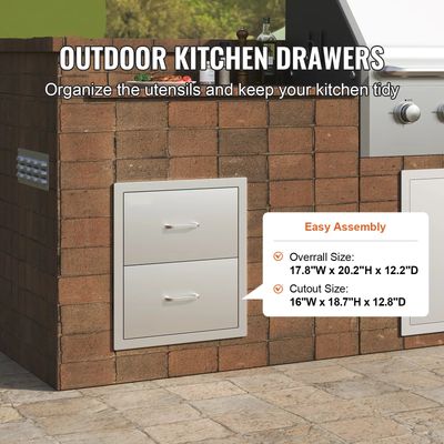Storage Drawers For 2-Tier Stainless Steel Kitchen Drawers – Outdoor BBQ Island Storage Cabinet