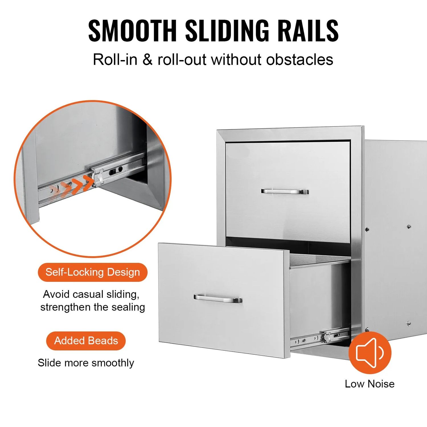 Storage Drawers For 2-Tier Stainless Steel Kitchen Drawers – Outdoor BBQ Island Storage Cabinet