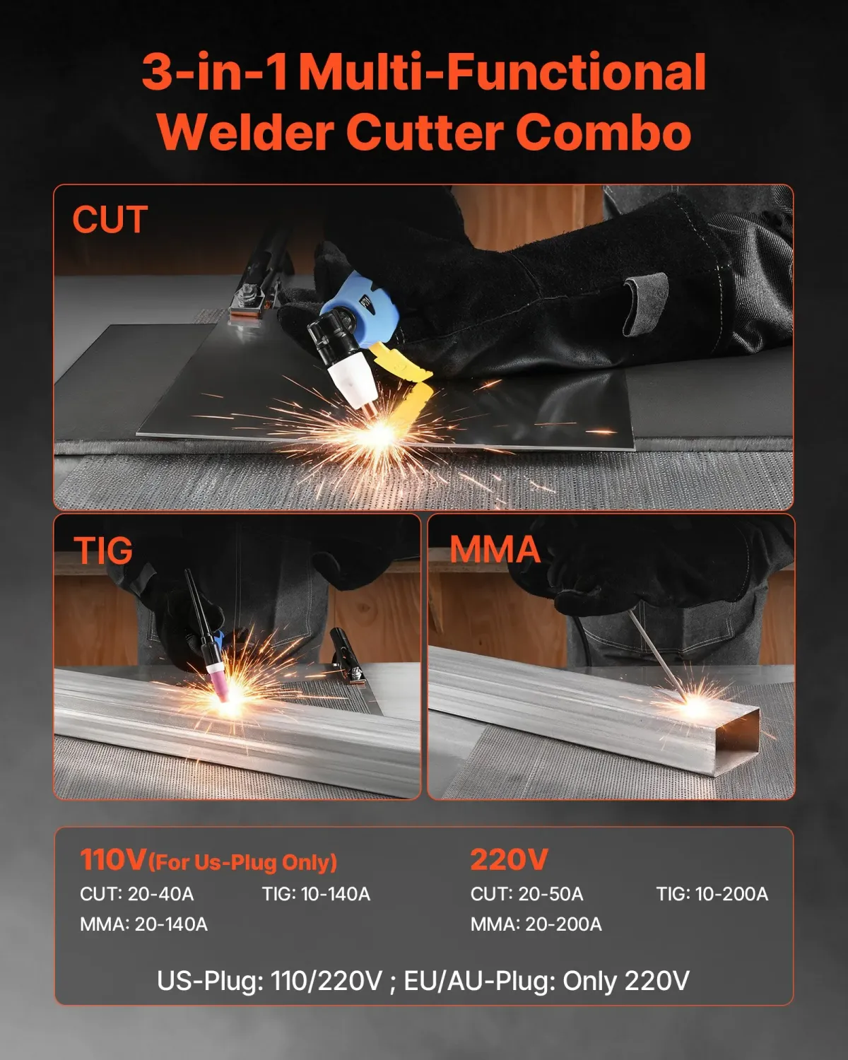 Portable &amp;amp; 3-in-1 Plasma Cutter &amp; Welding Machine – 50A Cutter, 200A TIG/MMA Welder