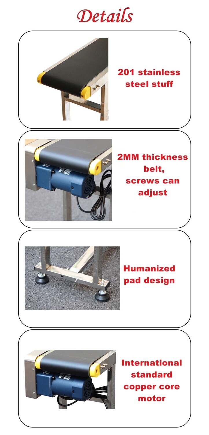 Commercial Steel Conveyor Belt Machine – Automatic Electric Conveyor with Adjustable Guardrail, 200-500mm Width, Ideal for Efficient Material Transport