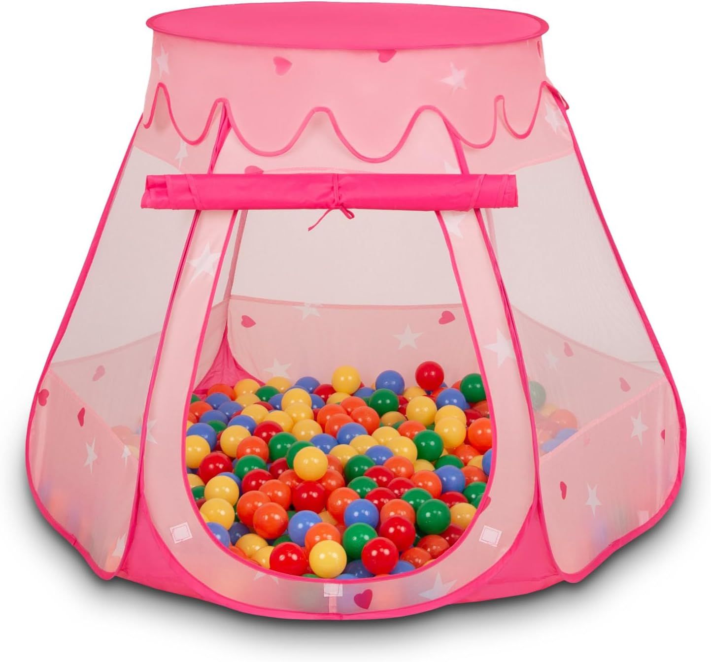 Kids Play Tent Ball Pit with 100 Balls, Pop-Up Castle, Blue, 105 × 105 × 90 cm