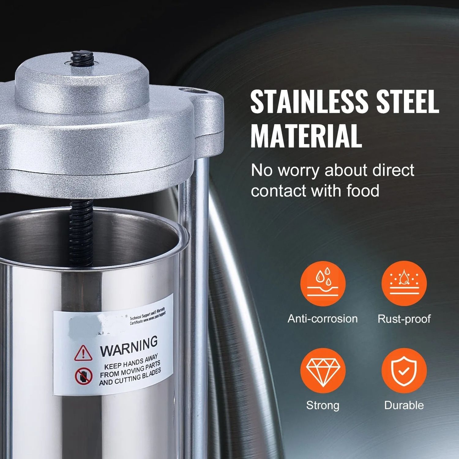 Manual Sausage Stuffer 2L 5LB Vertical Sausage Maker 304 Stainless Steel 2 Tubes