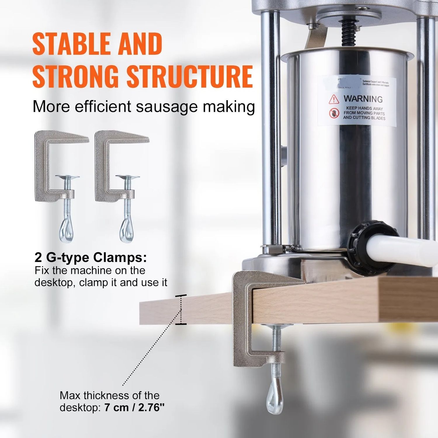 Manual Sausage Stuffer 2L 5LB Vertical Sausage Maker 304 Stainless Steel 2 Tubes
