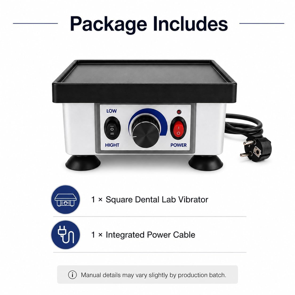 Dental Square Vibrator 120W, 2KG Maximum Load Oscillator – Laboratory Equipment for Dental Labs