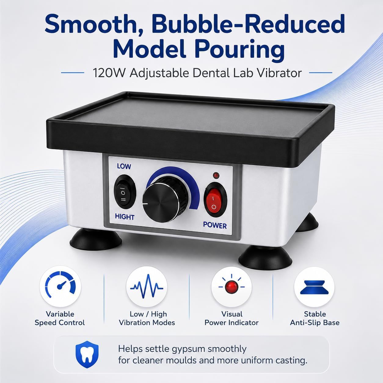 Dental Square Vibrator 120W, 2KG Maximum Load Oscillator – Laboratory Equipment for Dental Labs