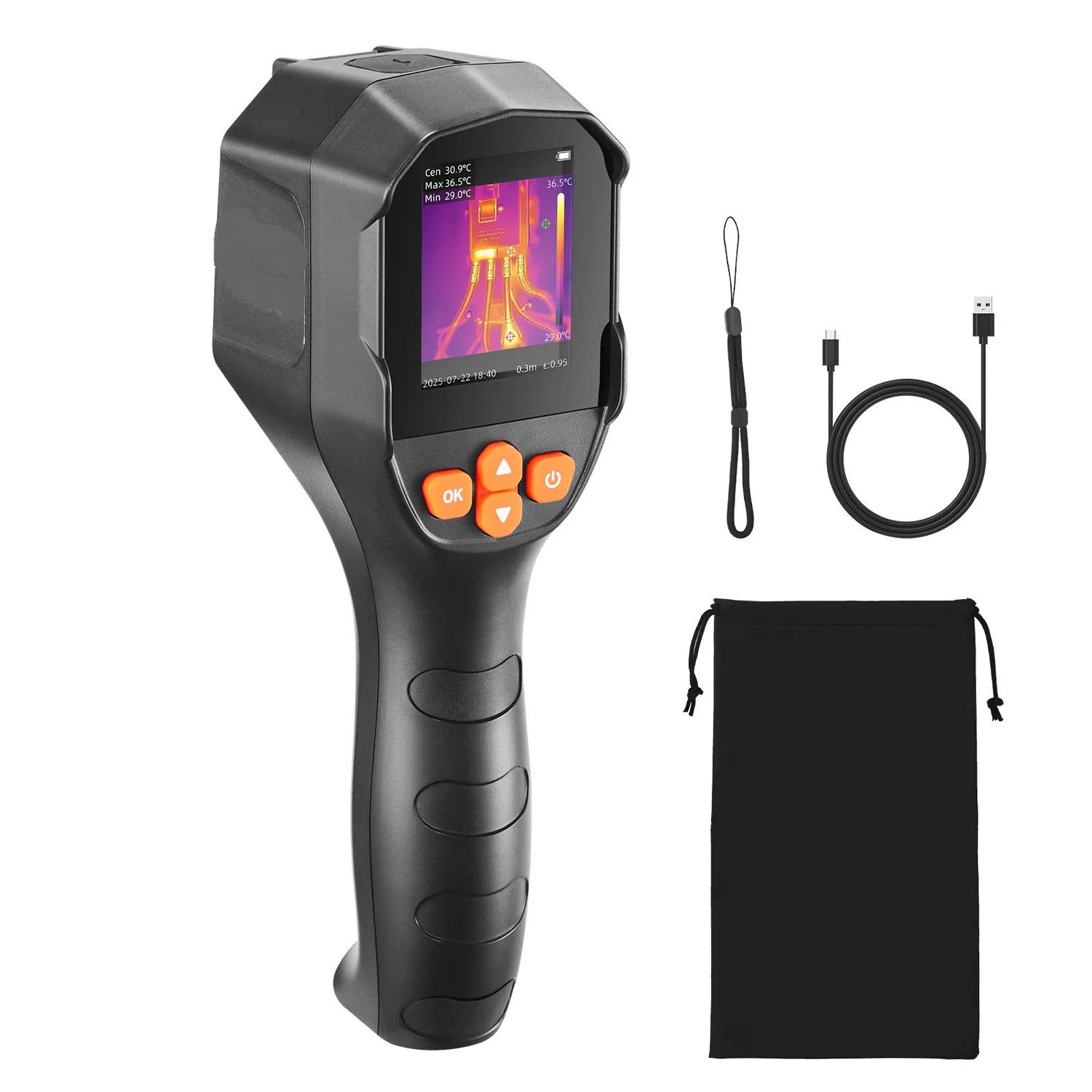 TISR Thermal Imaging Camera — Super Resolution 240×180, 96×96 IR Sensor, 2MP Visual Camera, -4°F to 1022°F, 25Hz Refresh Rate