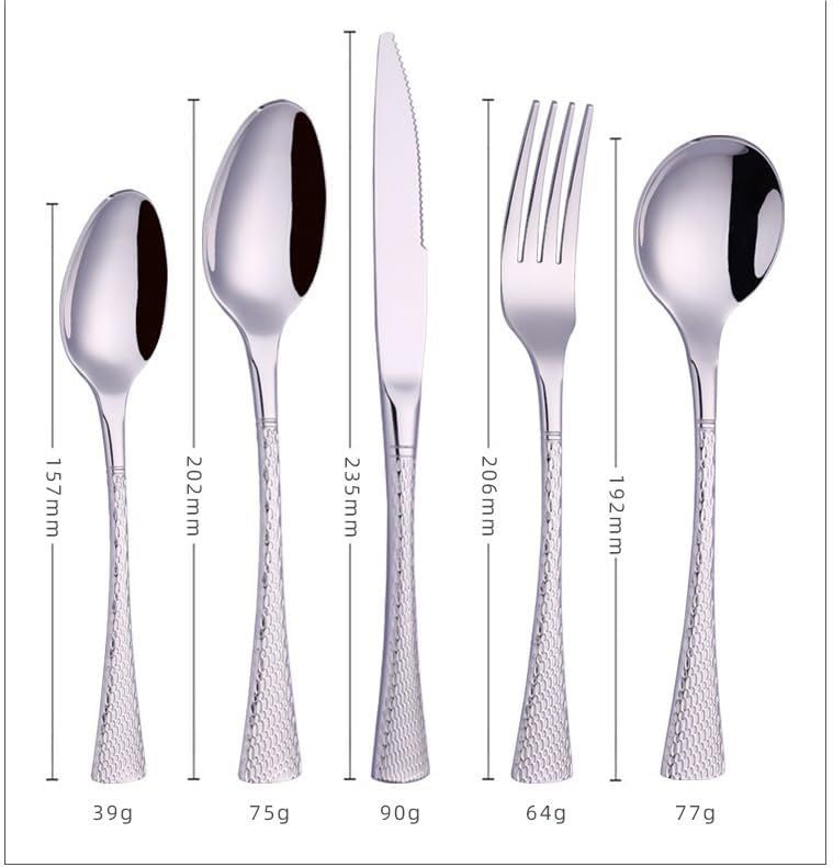 60 Piece Stainless Steel Cutlery Set for 12 People Textured Handle Flatware