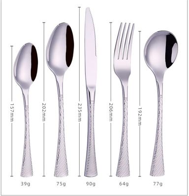 60 Piece Stainless Steel Cutlery Set for 12 People Textured Handle Flatware