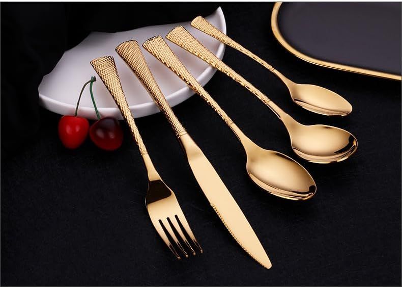 60 Piece Stainless Steel Cutlery Set for 12 People Textured Handle Flatware