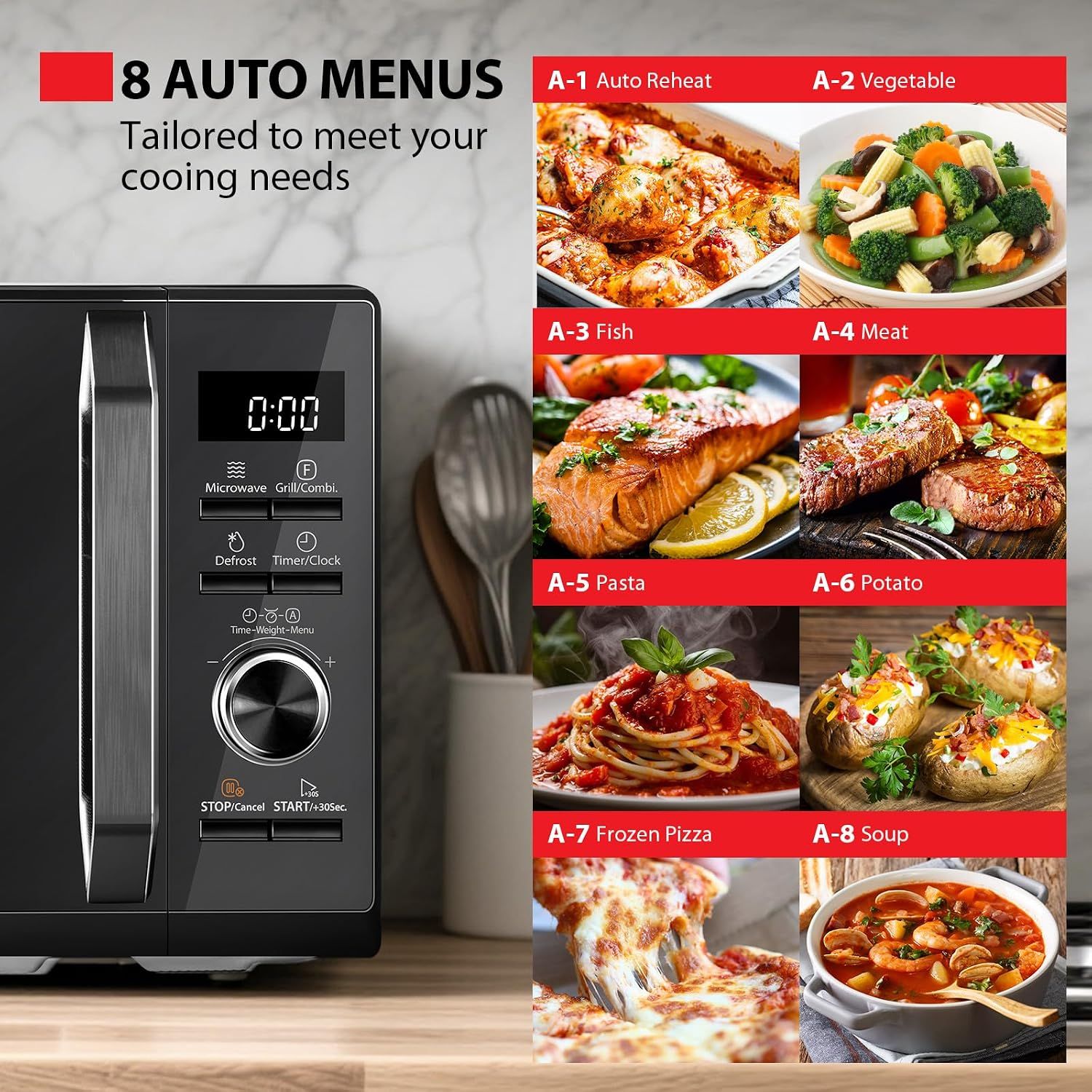 20L 800W Digital Microwave Oven with 1000W Grill Combination