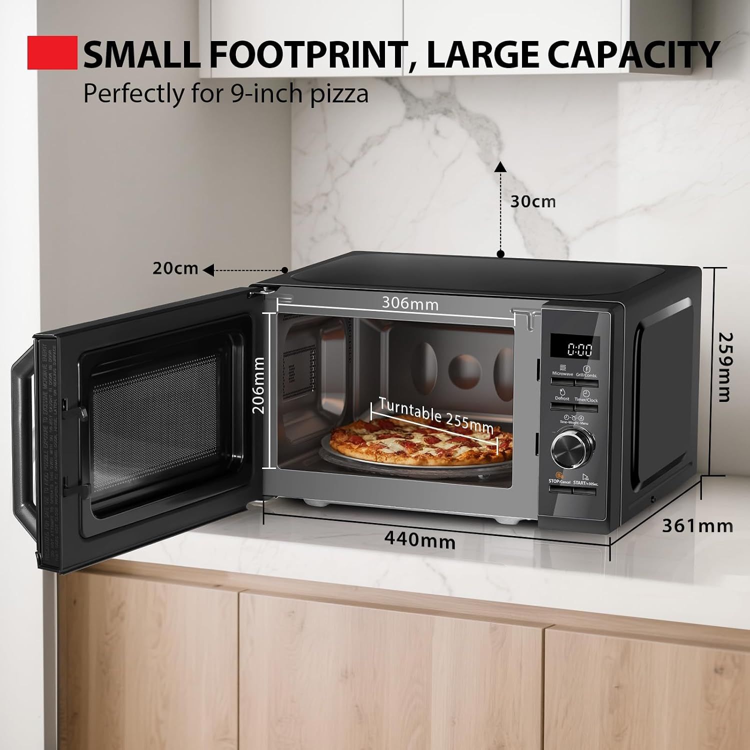 20L 800W Digital Microwave Oven with 1000W Grill Combination