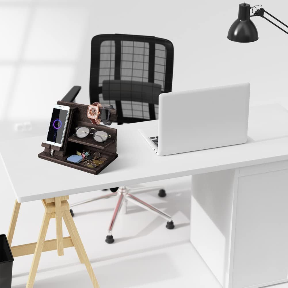 Wooden Phone Docking Station Desk Organizer for Men