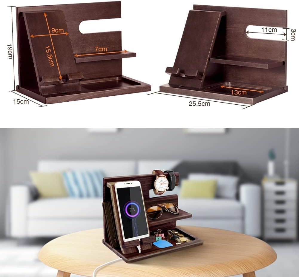 Wooden Phone Docking Station Desk Organizer for Men