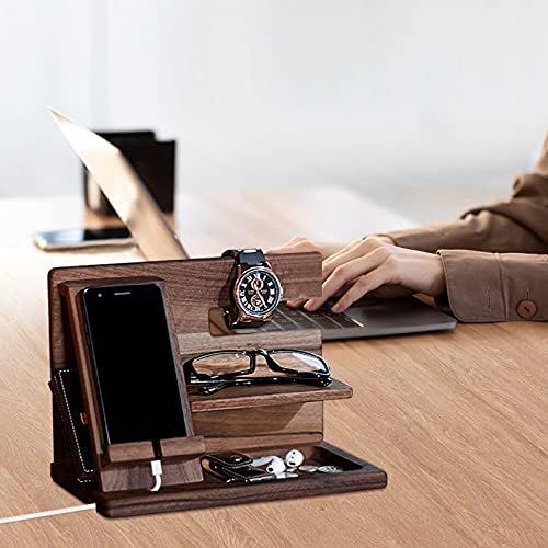 Wooden Phone Docking Station Desk Organizer for Men