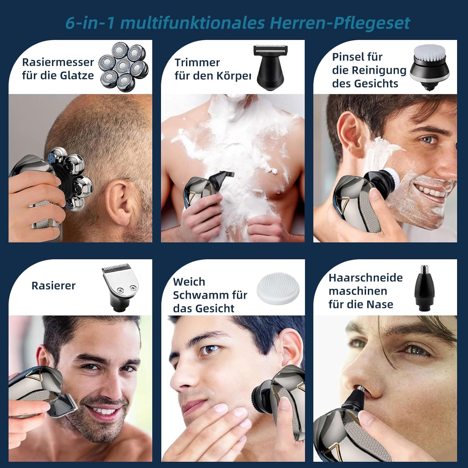 Waterproof Head Electric Razor Shavers for Bald Men with Nose Trimmer, Wet/Dry Mens Grooming Kit,  LED Display, USB Rechargeable