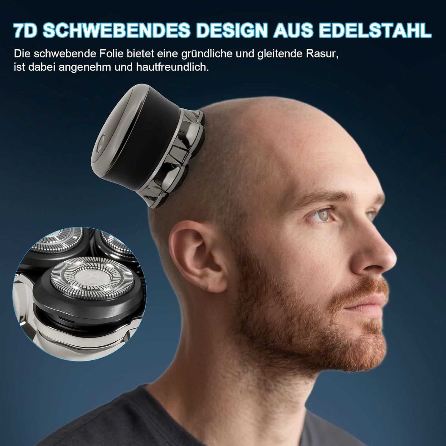 Men's 7D Floating Bald Shaver — IPX6 Waterproof Electric Razor with LED Display &amp; Magnetic Design, Wet &amp; Dry Use, Long Battery Life for Travel