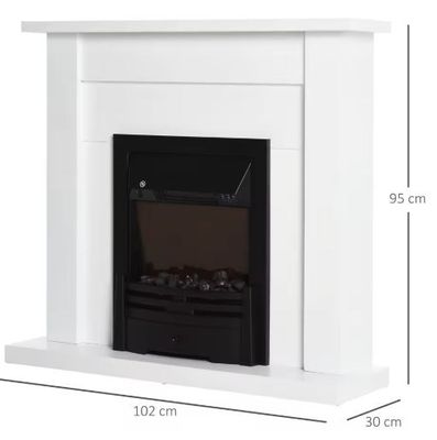 2000W Electric Fireplace with Mantel | Realistic LED Flame, Weekly Timer &amp; Thermostat | 102x30x95cm
