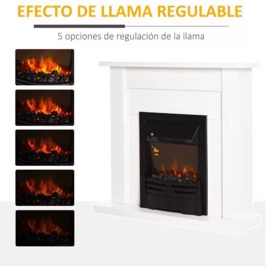 2000W Electric Fireplace with Mantel | Realistic LED Flame, Weekly Timer &amp; Thermostat | 102x30x95cm