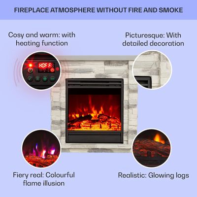 1800W Electric Fireplace with Mantel Surround, LED Flame Effect, Remote Control and Timer