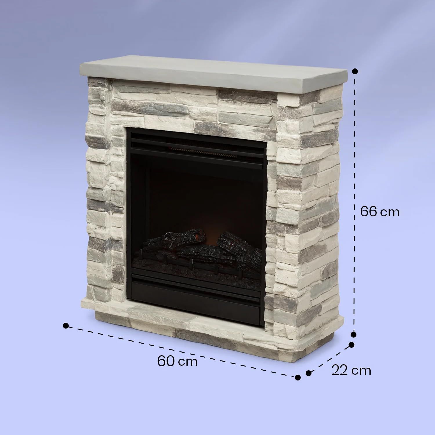 1800W Electric Fireplace with Mantel Surround, LED Flame Effect, Remote Control and Timer