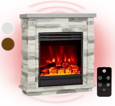 1800W Electric Fireplace with Mantel Surround, LED Flame Effect, Remote Control and Timer