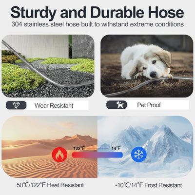 30M Stainless Steel Garden Hose – Flexible Metal Water Hose with 10-Pattern Spray Nozzle