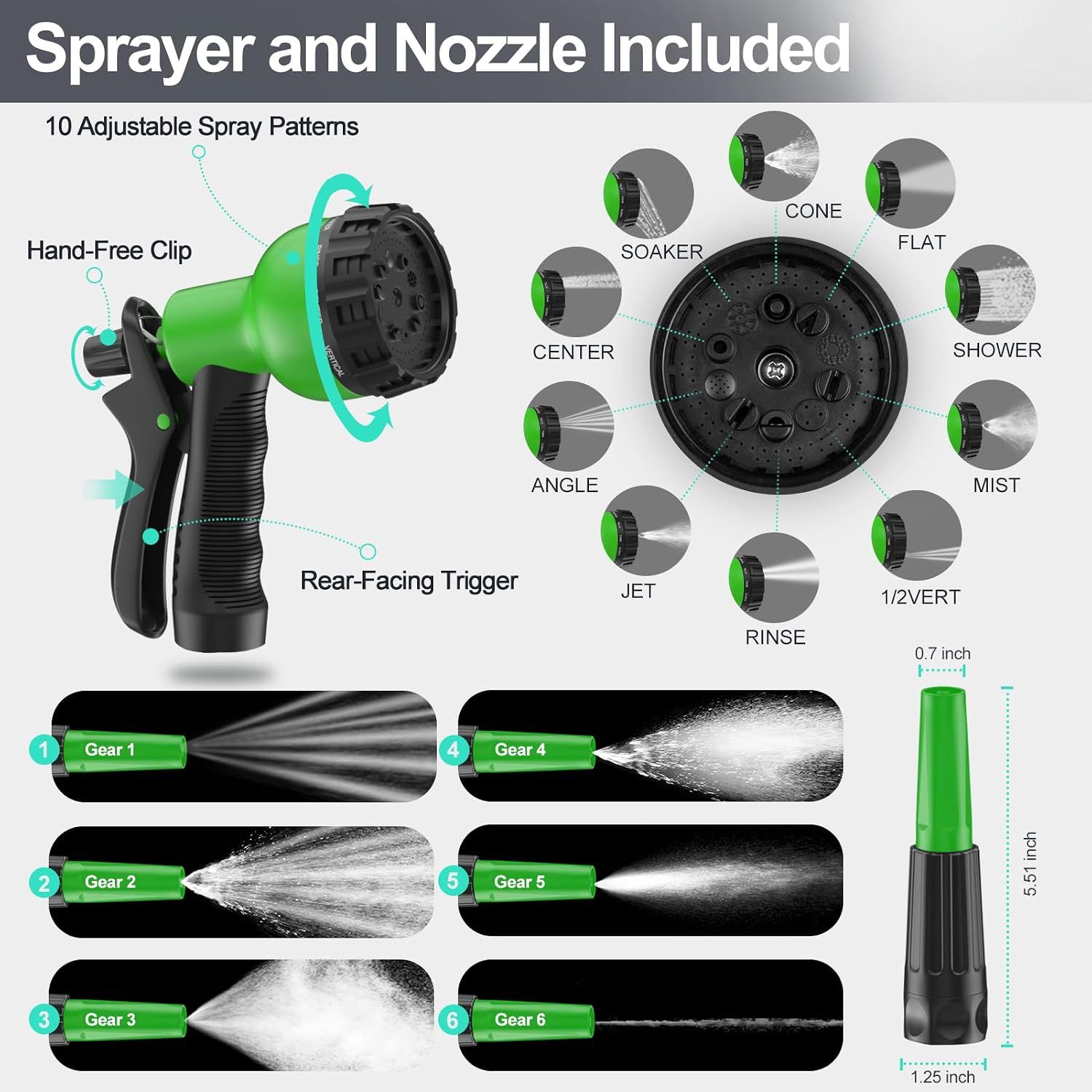 30M Stainless Steel Garden Hose – Flexible Metal Water Hose with 10-Pattern Spray Nozzle