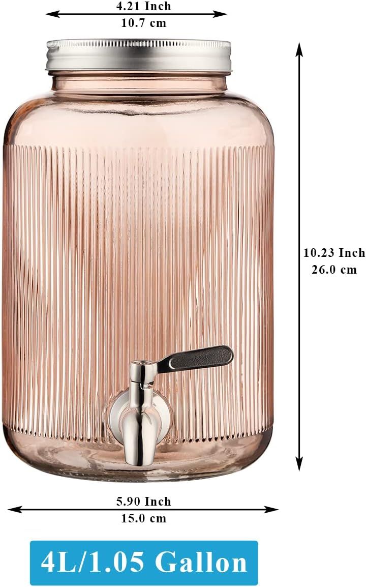 Glass Beverage Dispenser with Tap 4L
