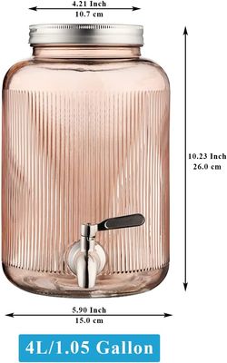 Glass Beverage Dispenser with Tap 4L