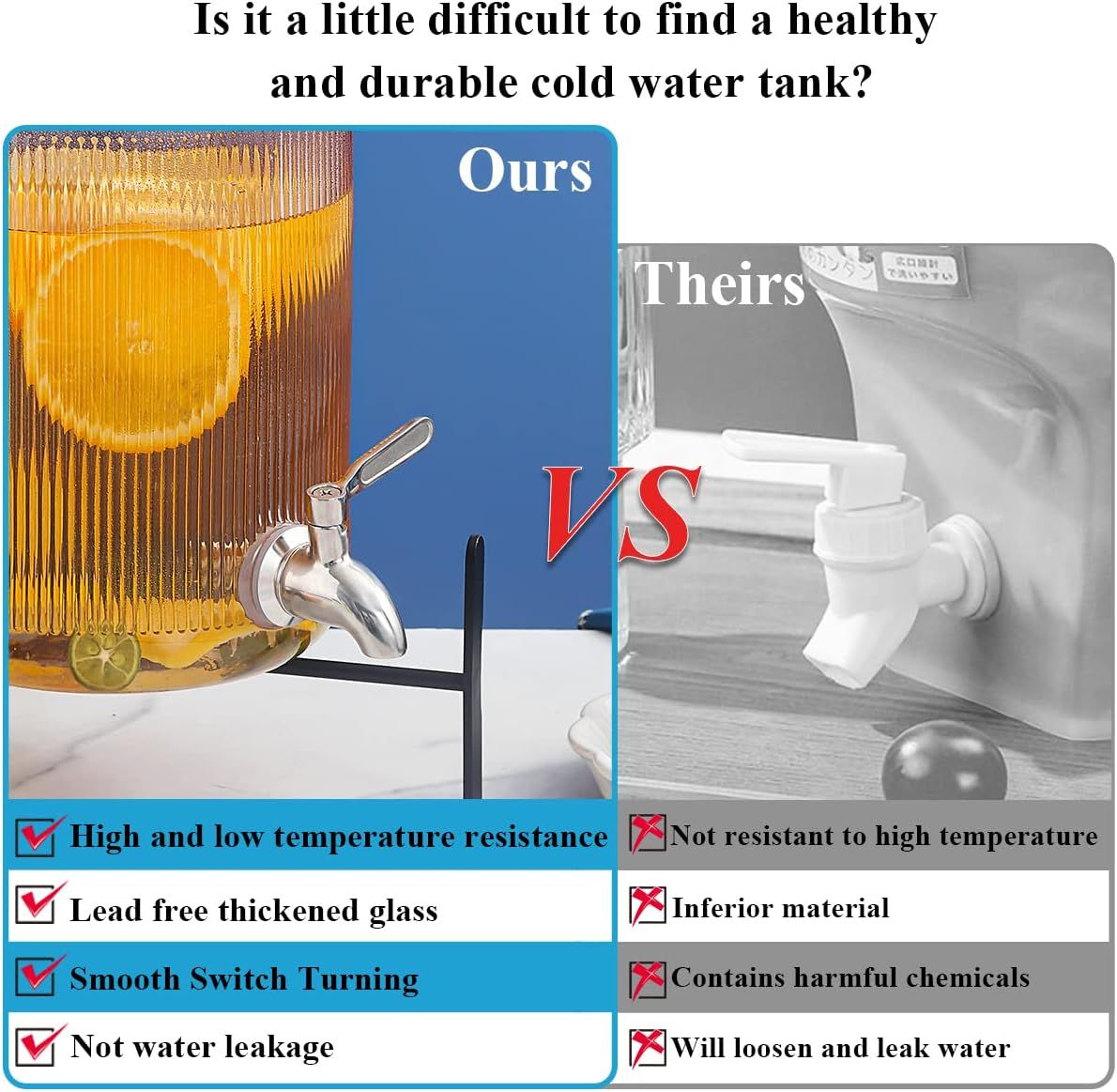 Glass Beverage Dispenser with Tap 4L
